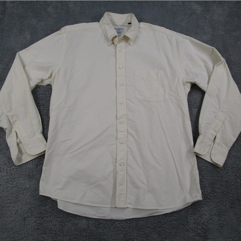 Spier & Mackay Mens 16.5 35 Contemporary Fit Cotton Button Down Shirt Cream